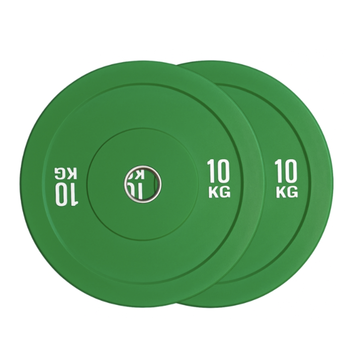 PAR DISCOS OLIMPICOS BUMPER 10KG COLOR VERDE