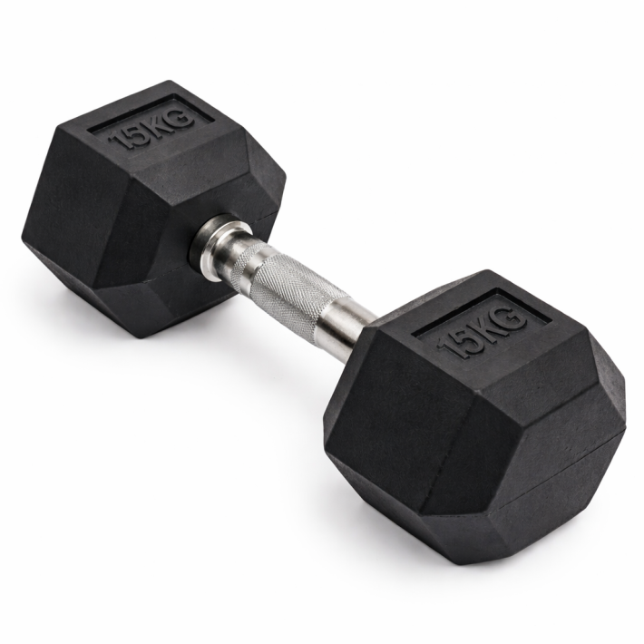 PAR DE MANCUERNAS  EXAGONALES DE GOMA 15 KILOS