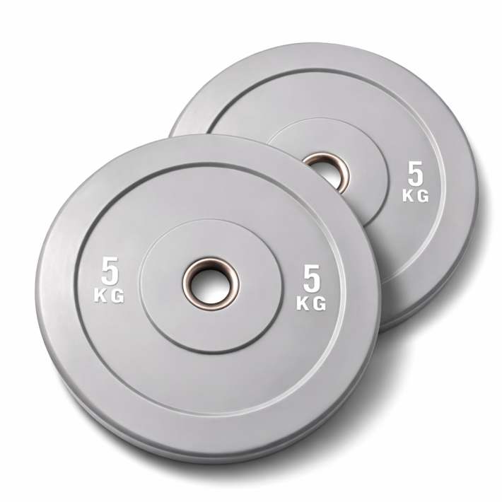 PAR DISCOS OLIMPICOS BUMPER 5KG GRIS